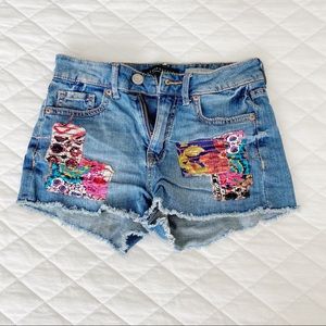 Aeropostale High Waisted Patchwork Shorts